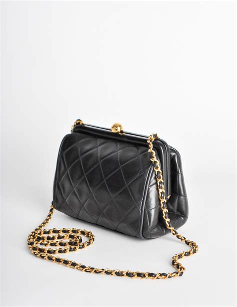 black chanel handbag with gold chain|chanel black quilted crossbody bag.